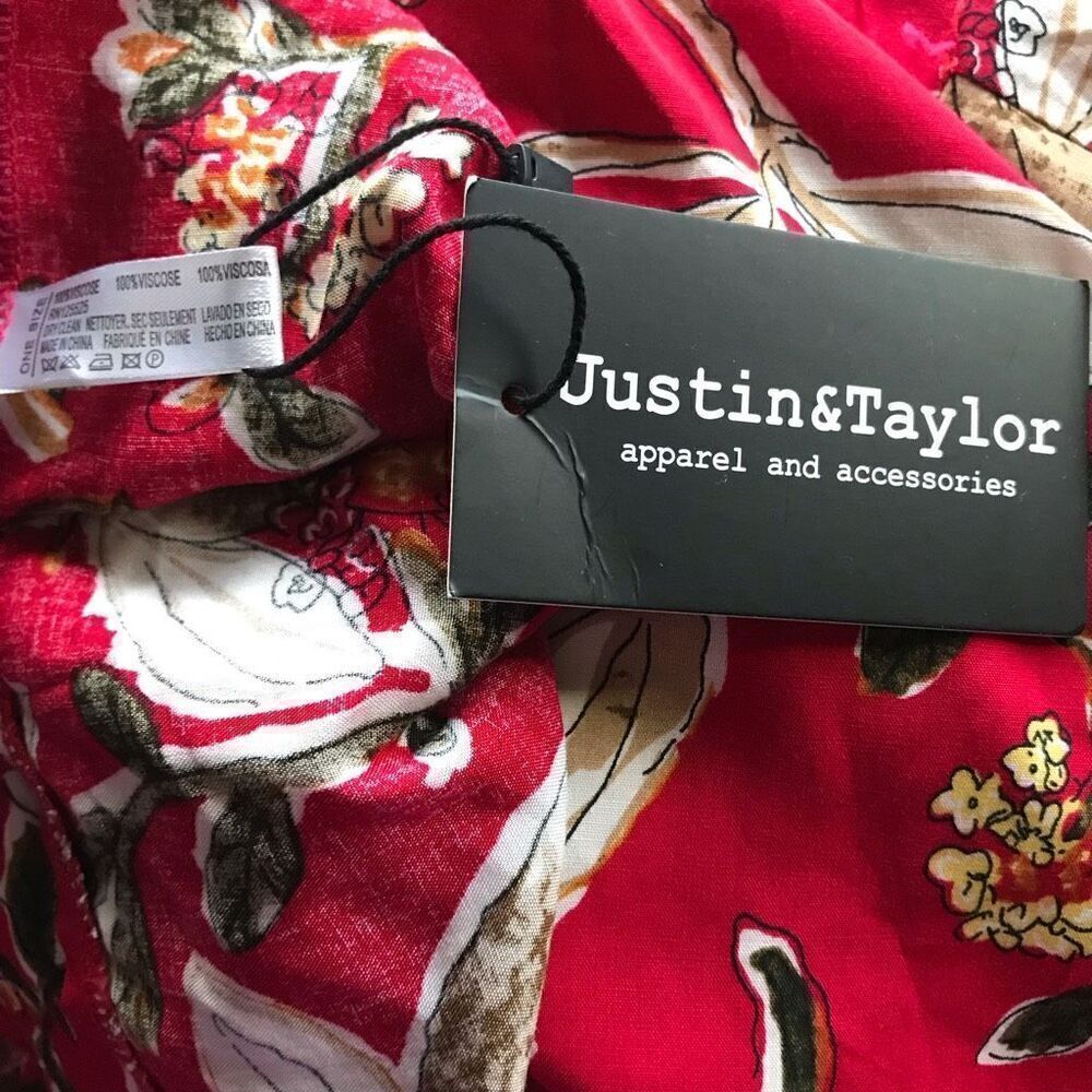Justin & Taylor One Size Red floral shrug jacket NWT open front ties - Picture 3 of 4
